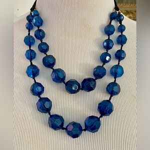 J. Crew Blue Faceted Double Strand Beaded Necklace